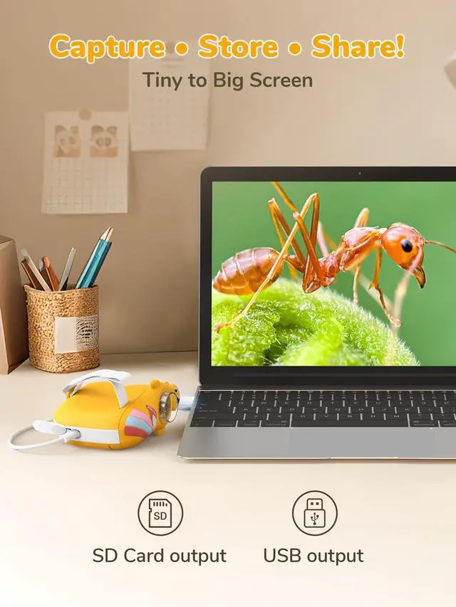 Alt view image 6 of 6 - Digital Microscope for Kids - Handheld Pocket 1000X Zoom with 2" Screen Digital Kids Microscope, Portable Compact Body, for Education and Outdoor Activities