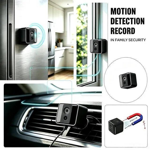 Alt view image 2 of 6 - HD 1080P Portable Small Nanny Cam with Night Vision,Wireless Mini Spy Camera Body Cam Surveillance Cameras for Home Security Indoor/Outdoor Small Security Camera No WiFi Needed