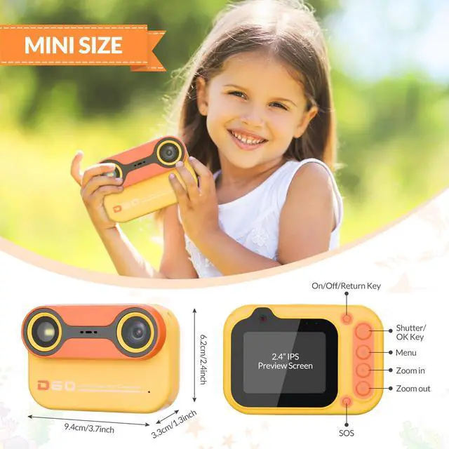 Alt view image 6 of 6 - Kids Underwater Camera, 1080P HD Waterproof Digital Camera with 2.4" IPS Screen, Birthday Gifts for Boys Girls Children, Toddler Cameras Toys for 3 4 5 6 7 8 9(Yellow)