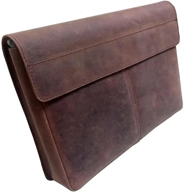 Main image of Leather Folder, Full Grain Leather File Folder Organizer Document Holder, Leather Portfolio for Men Spacious Leather Folio Laptop Sleeve Case for 13" Laptops, MacBook & Tablets (Rustic Brown)