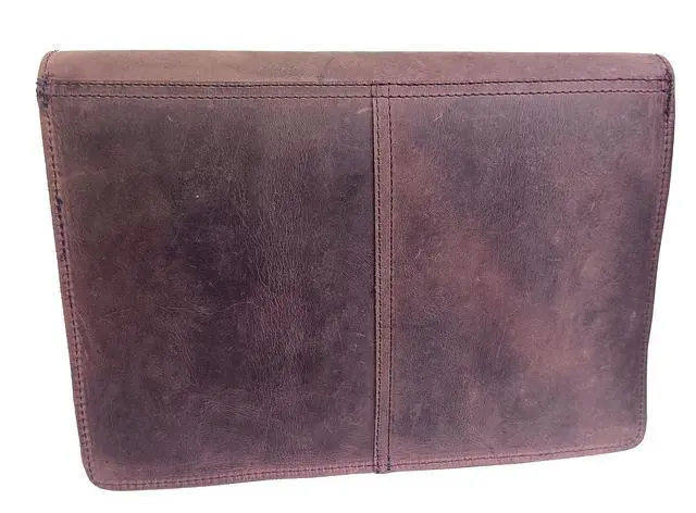 Alt view image 3 of 6 - Leather Folder, Full Grain Leather File Folder Organizer Document Holder, Leather Portfolio for Men Spacious Leather Folio Laptop Sleeve Case for 13" Laptops, MacBook & Tablets (Rustic Brown)