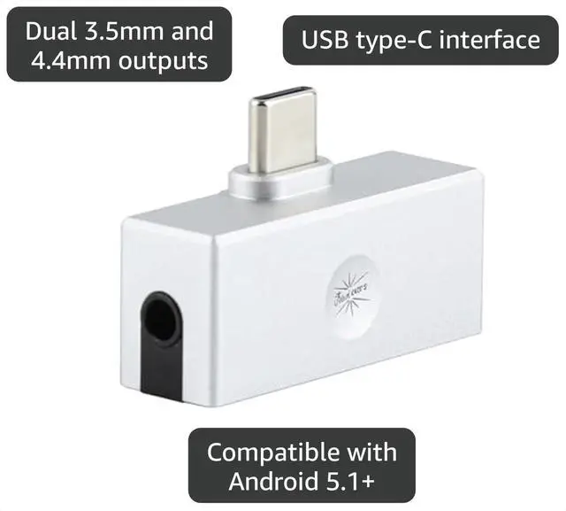 Alt view image 2 of 6 - Kiwi Ears Allegro Mini USB C to 3.5/4.4mm IEM Headphone Amplifier | Official Web EQ Tuning, High Resolution 32bit/384kHz for Phone PC Tablet, Portable for Audiophiles Gamers Use(Sliver)