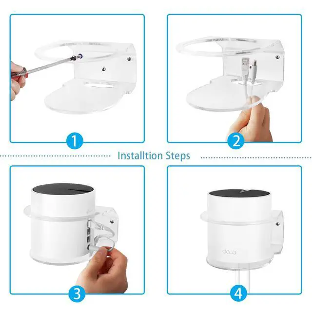 Alt view image 4 of 6 - Acrylic Wall Mount for TP-Link Deco X55 AX3000 WiFi 6 Mesh System(Deco X55), X55 Pro, X20, X60, X68 (AX3000,AX1800,AX3600), 2 Pack