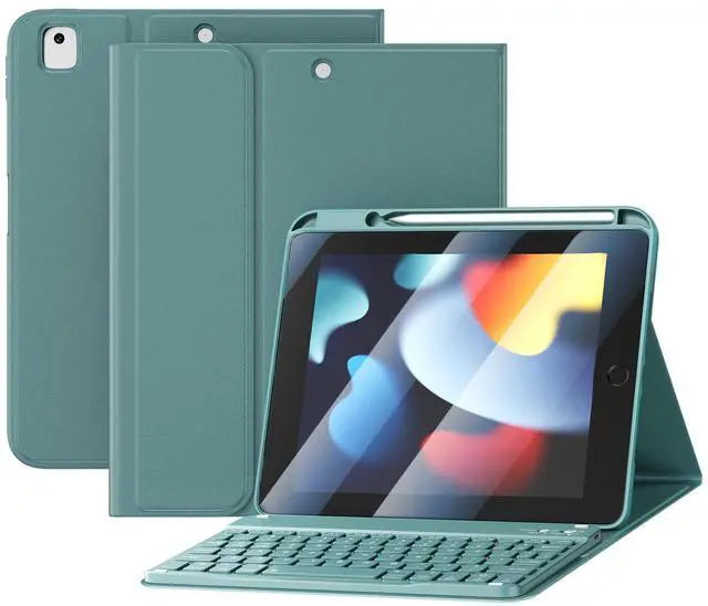 Main image of for iPad 7th/8th/9th Generation Case with Wireless Magnetic Keyboard | Compatible with 9/8/7th Gen 10.2in Detachable Case Three Adjustable Angles with Pen Slot and Honeycomb Heat Dissipation,Green