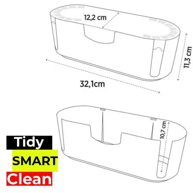 Alt view image 3 of 5 - Cable Management Box, Power Strip Holder, Floor Outlet Hider, Desk Cord Organizer, Cover TV Wires, 12.75" (L) x 5" (W) x 4.5" (H), for use with Power Strips up to 10.5in Length - Small, White