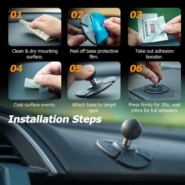 Alt view image 4 of 6 - 1 inch Sticky Ball Mount with VHB Adhesive TPU Pad | Compatible with RAM B-Size Double Socket Arm, Residue-Free Dashboard Base for Car Smartphone Holder and GoPro Action Camera