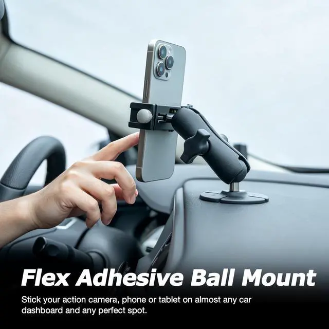 Alt view image 6 of 6 - 1 inch Sticky Ball Mount with VHB Adhesive TPU Pad | Compatible with RAM B-Size Double Socket Arm, Residue-Free Dashboard Base for Car Smartphone Holder and GoPro Action Camera
