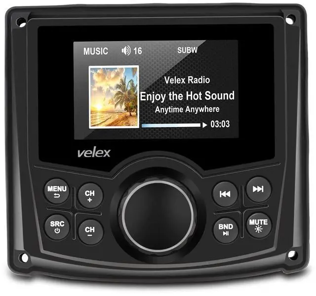 Main image of Marine Stereo, Audio Video Player FM/AM with Bluetooth Streaming, for Yacht, Boat, UTV, ATV, Power Sport, Spa