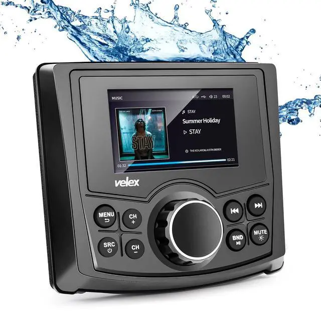 Alt view image 2 of 6 - Marine Stereo, Audio Video Player FM/AM with Bluetooth Streaming, for Yacht, Boat, UTV, ATV, Power Sport, Spa