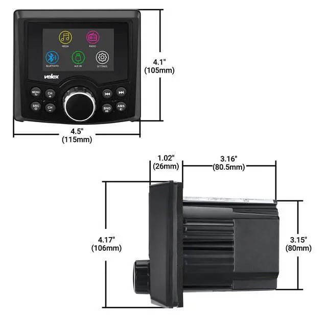 Alt view image 3 of 6 - Marine Stereo, Audio Video Player FM/AM with Bluetooth Streaming, for Yacht, Boat, UTV, ATV, Power Sport, Spa