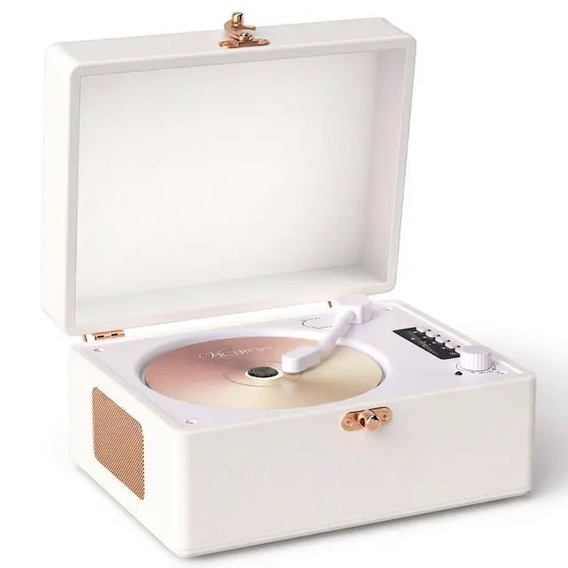 Main image of Retro CD Player with Bluetooth in/Out Portable CD Player with Built-in Rechargeable Battery,Auto Power Off,USB,AUX,Headphone Jack,Vintage Music Player for Women/Men-White