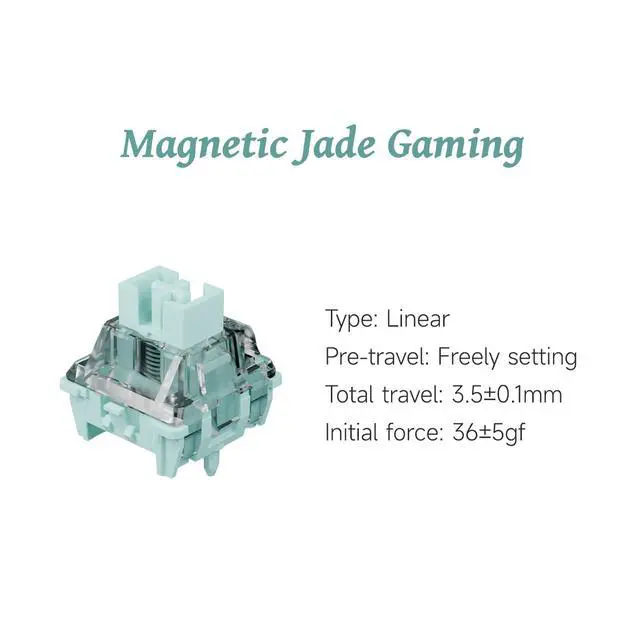 Alt view image 3 of 6 - Magnetic Jade Gaming Linear HE Keyboard Switches(90PCS) | HiFi Sound,Wall Stem,Factory Pre-lubed,Permanent Magnet,Freely Setting Pre-Travel,compatible for Magnetic Gaming Keyboard