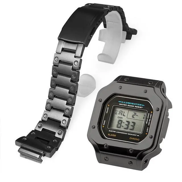 Alt view image 5 of 5 - DW5600 Case Band Mod Kit, Stainless Steel Strap Case Bezel with Face Nails Compatible with Casio G-shock DW5600, GB5600, GW-B5600, GWX5600, DW5025/ DW5700/ DW5735/ DW5750 (Black)
