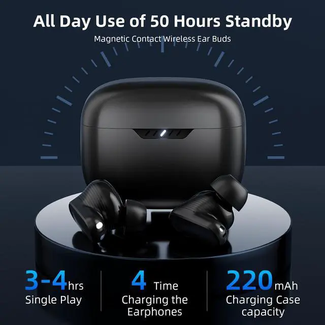 Alt view image 2 of 6 - 5.4 Wireless Earbuds Bluetooth Small Headphones for iPhone/Android | Noise Cancelling Earphones Bass Stereo Music,Mini Ear Buds with Microphone for Apple iPhone 17 Air 16 for Samsung Galaxy S26