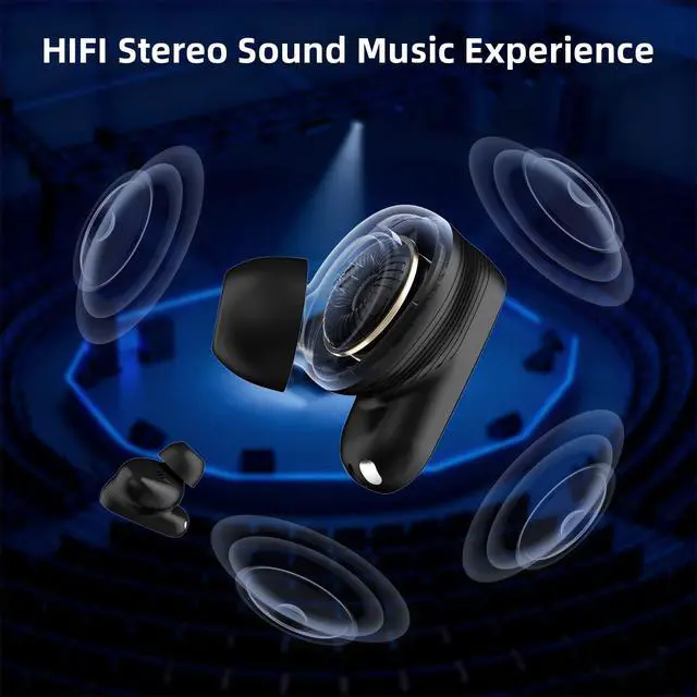 Alt view image 3 of 6 - 5.4 Wireless Earbuds Bluetooth Small Headphones for iPhone/Android | Noise Cancelling Earphones Bass Stereo Music,Mini Ear Buds with Microphone for Apple iPhone 17 Air 16 for Samsung Galaxy S26