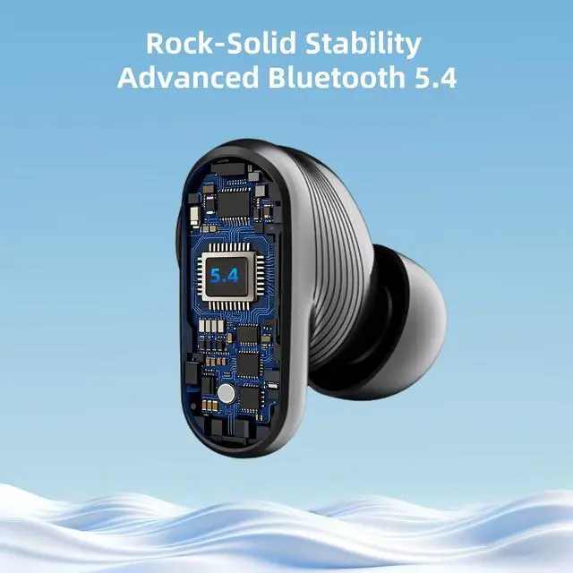 Alt view image 4 of 6 - 5.4 Wireless Earbuds Bluetooth Small Headphones for iPhone/Android | Noise Cancelling Earphones Bass Stereo Music,Mini Ear Buds with Microphone for Apple iPhone 17 Air 16 for Samsung Galaxy S26