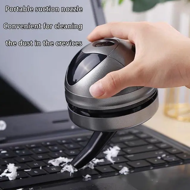 Alt view image 3 of 6 - Mini Desktop Vacuum Cleaner, Cordless Desk Vacuum, Rechargeable | Low Noise Cute cartoon Robot USB-C