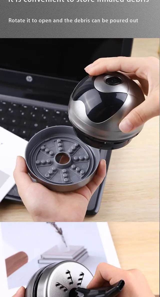 Alt view image 4 of 6 - Mini Desktop Vacuum Cleaner, Cordless Desk Vacuum, Rechargeable | Low Noise Cute cartoon Robot USB-C