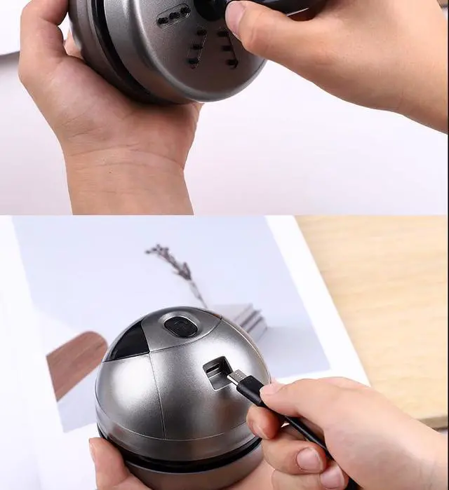 Alt view image 5 of 6 - Mini Desktop Vacuum Cleaner, Cordless Desk Vacuum, Rechargeable | Low Noise Cute cartoon Robot USB-C