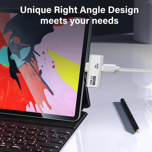 Alt view image 4 of 6 - USB C 3.2 Adapter 10Gbps USB C Male to Female with 100W PD Power Supply Adapter for Laptop Tablet Phone - White