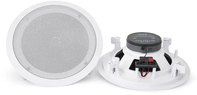Main image of Pair Flush 8 Mount In-wall In-ceiling 2-Way Home Speaker System Spring Loaded Quick Connections Dual Polyprone Cone Polymer Tweeter Stereo Sound 250 Watts (PDIC1681RD)