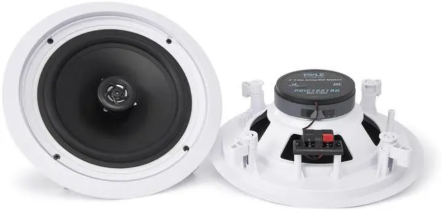 Alt view image 3 of 6 - Pair Flush 8 Mount In-wall In-ceiling 2-Way Home Speaker System Spring Loaded Quick Connections Dual Polyprone Cone Polymer Tweeter Stereo Sound 250 Watts (PDIC1681RD)