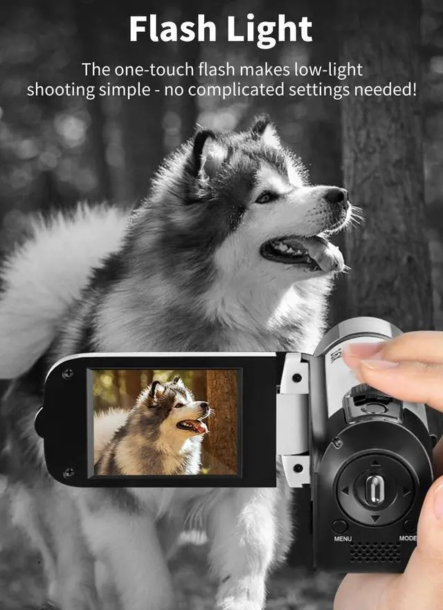 Alt view image 6 of 6 - 1080P Digital Camera for Photography, 16MP Vlogging Camera 16X Digital Zoom Digital Camera with 2.4in 360° Flip Screen, Compact Travel Camera for Teens Adult Beginner Kids (White)