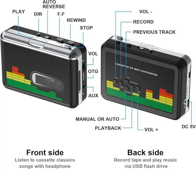 Alt view image 2 of 6 - USB Cassette Player Tape to MP3 Converter, Portable Cassette Tape Player to Digital Converter with Earphones, Auto RewindNo Computer Required