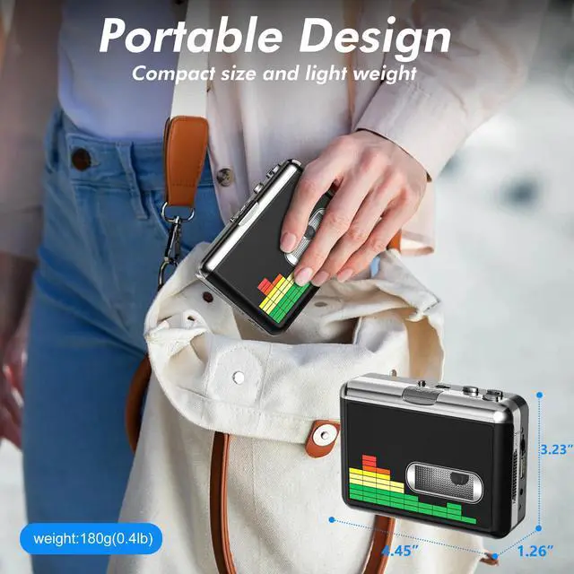 Alt view image 6 of 6 - USB Cassette Player Tape to MP3 Converter, Portable Cassette Tape Player to Digital Converter with Earphones, Auto RewindNo Computer Required