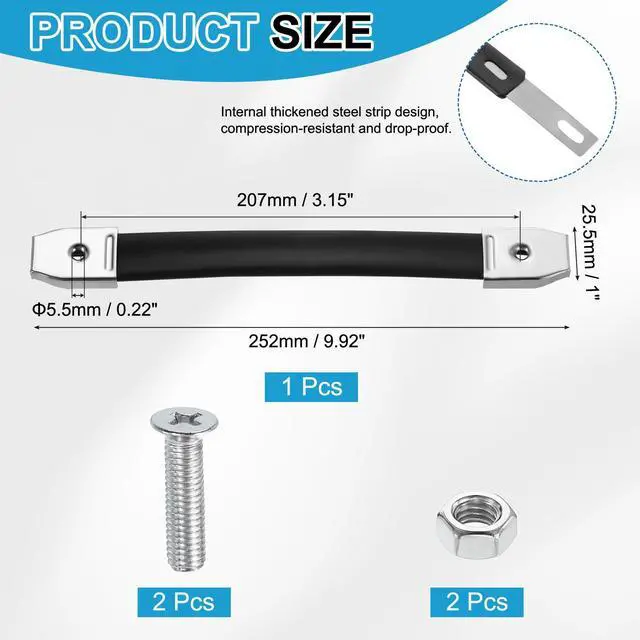 Alt view image 2 of 6 - 9.9 Inches Speaker Cabinet Strap Handles, Handle Pull Metal Caps Buckle Grasp Strap Hardware for Speaker Flight Case, Silver