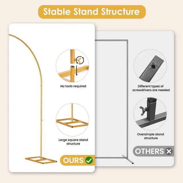 Alt view image 5 of 6 - 5.25 * 6.56 FT Metal Backdrop Frame Stand, Wedding Decor Flower Arbor Stand, Balloon Arch Backdrop, Golden