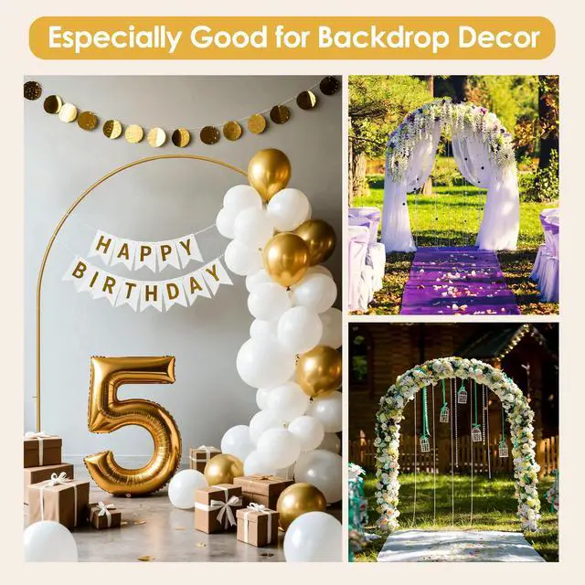 Alt view image 6 of 6 - 5.25 * 6.56 FT Metal Backdrop Frame Stand, Wedding Decor Flower Arbor Stand, Balloon Arch Backdrop, Golden