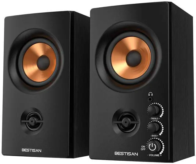 Main image of Active Bookshelf Speakers for Record Player | Wireless BT + Wired RCA Dual Input, Easy Setup, for Turntable/PC/Gaming, 50W Stereo Sound, Headphone out, SR80