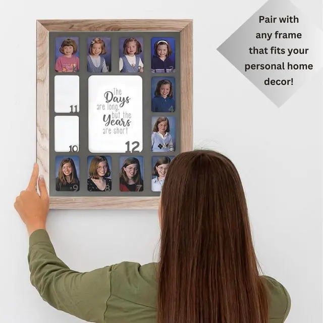 Alt view image 5 of 6 - School Years Picture Frame K-12 Photo Mat - Fits Any 11x14 Picture Frame (Does Not Include Frame) - Displays (1) 5x7 Photo and (12) 2x3 Pictures (2 Pack - Black Mats)