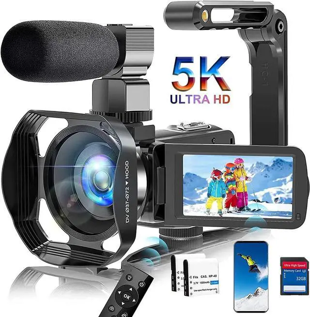 Main image of 5K Camcorder Video Camera Ultra 64MP WiFi HD Camcorder 18X Digital Zoom with IR Night Version Vlogging Camera 3.0" IPS Touch Screen with Microphone, Lens Hood, 32 GB SD Card Remote Control