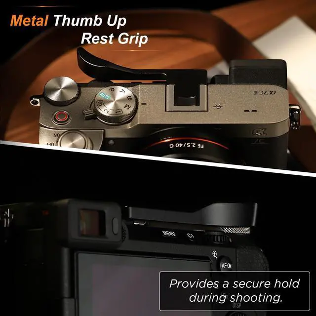 Alt view image 3 of 6 - Metal Thumb Grip for Sony 7cii,Alpha 7CR,ILCE-7CR,Digital Camera Accessories Black Hot Shoe Thumb Up Rest Handle Grip THB-S7CR-B