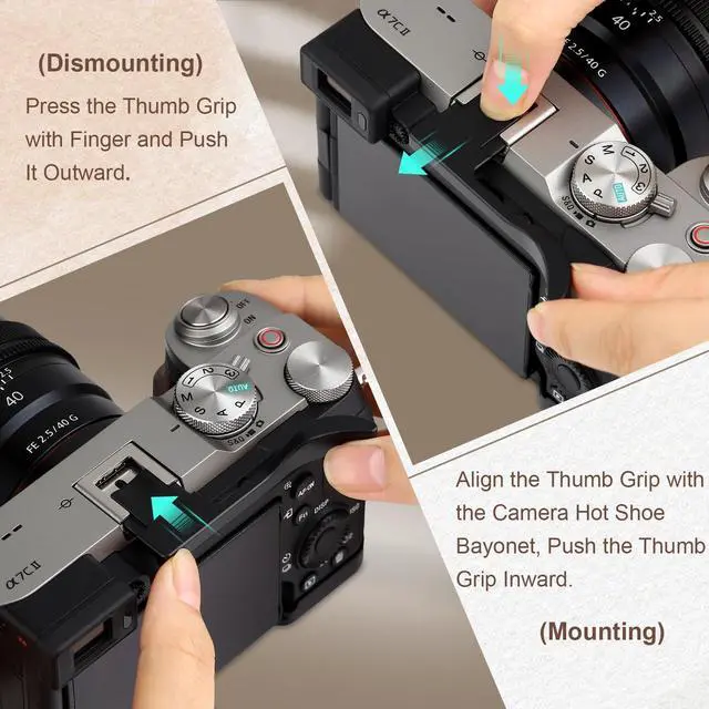 Alt view image 6 of 6 - Metal Thumb Grip for Sony 7cii,Alpha 7CR,ILCE-7CR,Digital Camera Accessories Black Hot Shoe Thumb Up Rest Handle Grip THB-S7CR-B