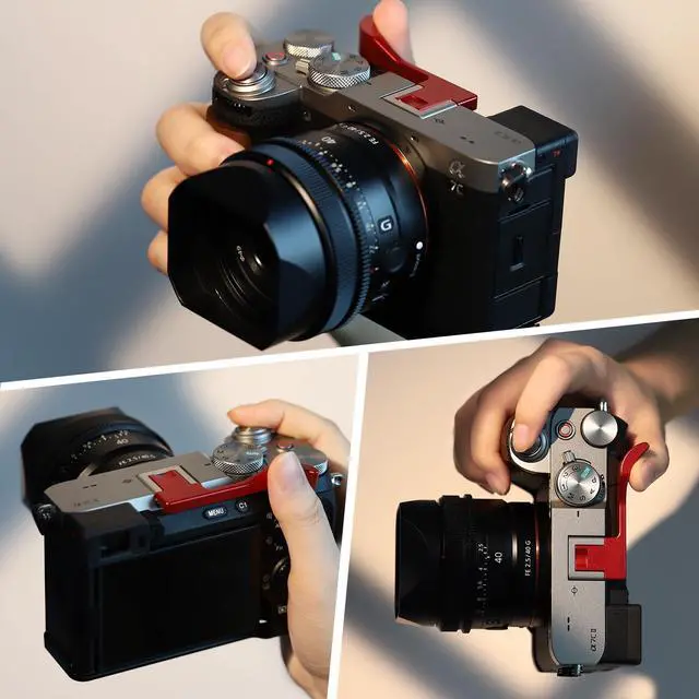 Alt view image 2 of 6 - Thumb Hand Grip for Sony 7Cii A7CR Camera Accessories Red Metal Hot Shoe Thumb Up Rest Hand Grip THB-S7CR-R