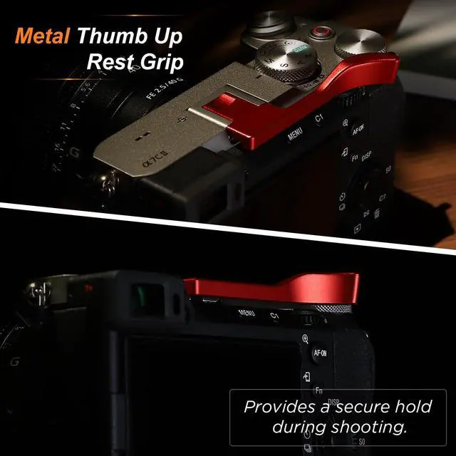 Alt view image 3 of 6 - Thumb Hand Grip for Sony 7Cii A7CR Camera Accessories Red Metal Hot Shoe Thumb Up Rest Hand Grip THB-S7CR-R