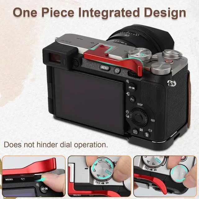 Alt view image 5 of 6 - Thumb Hand Grip for Sony 7Cii A7CR Camera Accessories Red Metal Hot Shoe Thumb Up Rest Hand Grip THB-S7CR-R
