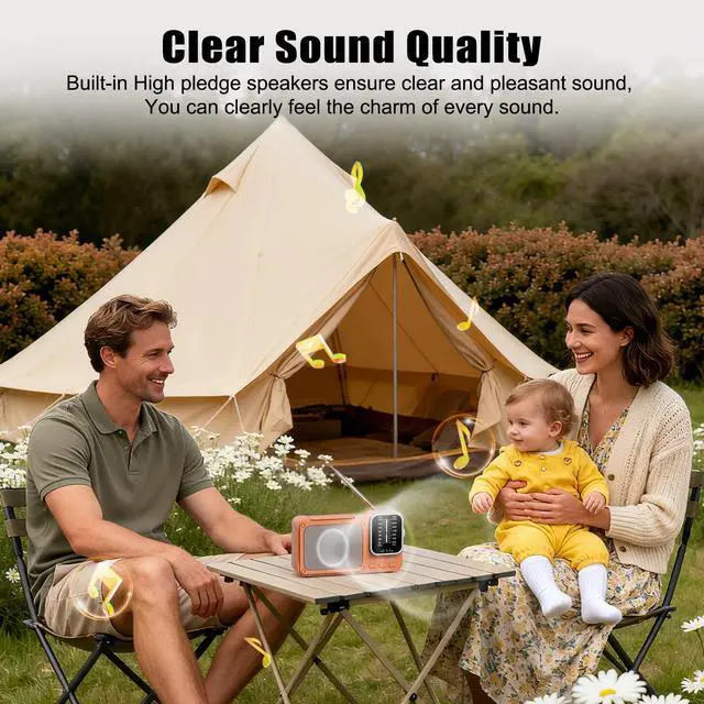 Alt view image 3 of 6 - Portable Radio AM FM with Best Reception, Bluetooth Transistor Radio | Emergency Radio with Knob Control, Headphone Jack and LED Light, AC Power or Battery Operated, for Home Kitchen Outdoor