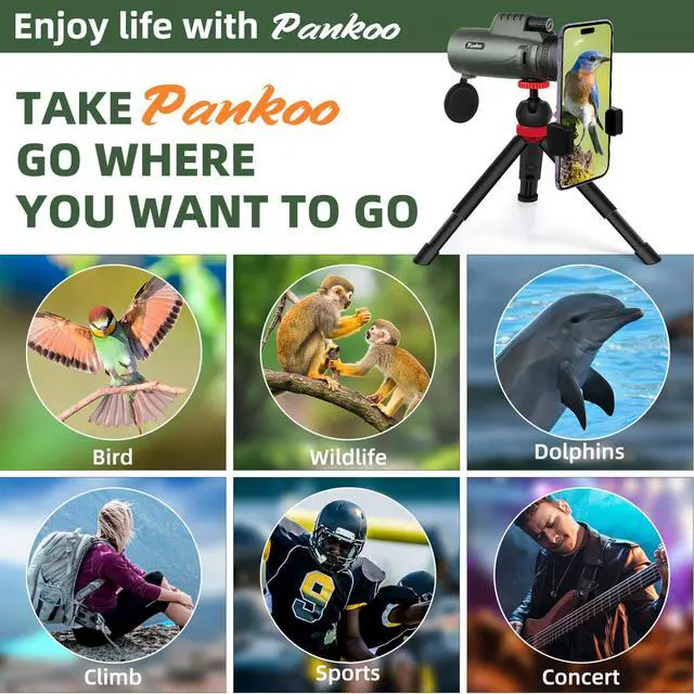 Alt view image 5 of 6 - 40X60 Monocular Telescope with Smartphone Holder & Upgraded Tripod, 2025 BAK4 Prism FMC Monoculars for Adults, HD Monocular Scope for Bird Watching Hiking Concert Camping Travelling