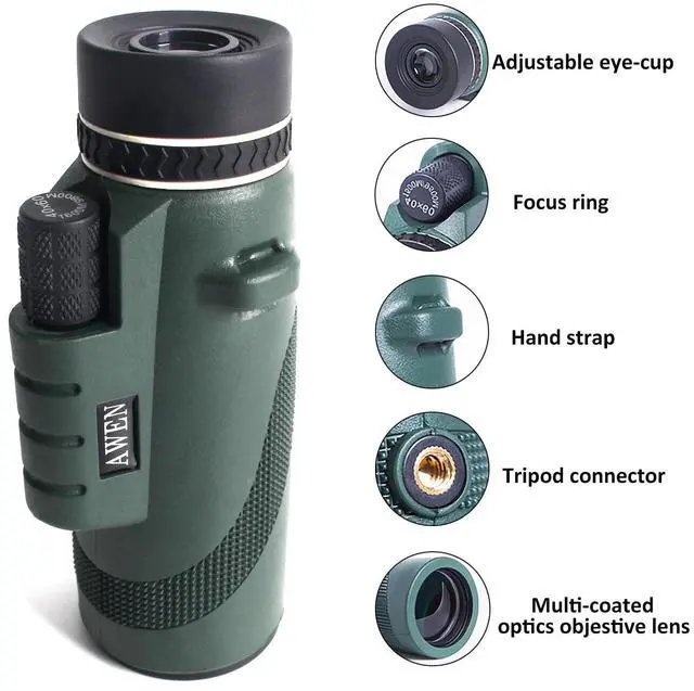 Alt view image 2 of 6 - 40X60 Monocular Telescope High-Power Low-Light-Vision - for Adults with Smartphone Holder-for Stargazing Bird Watching Hunting Hiking Camping Gifts for Man