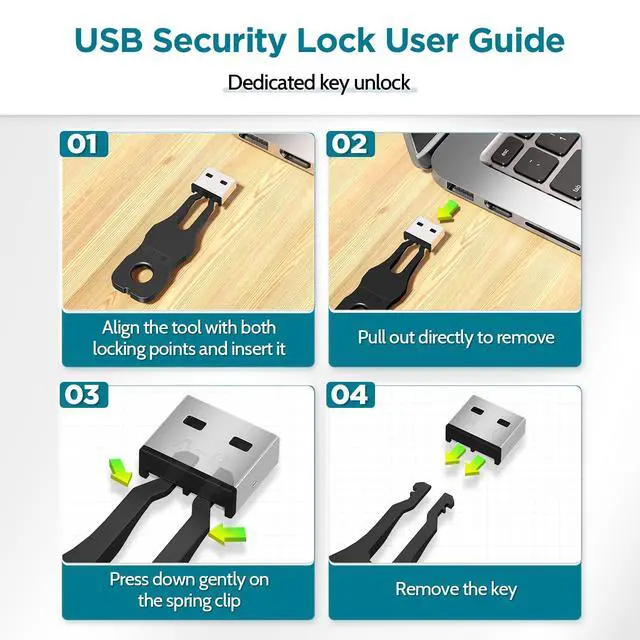 Alt view image 3 of 4 - USB-A Port Locks 100-Pack 10 Keys Dust-Proof&Physical Security Black | PHYSICAL SECURITY Insert, Dual-keyhole Damage-free Removal, Dust&Waterproof, for Server Rack, Data Center, IT Enterprise
