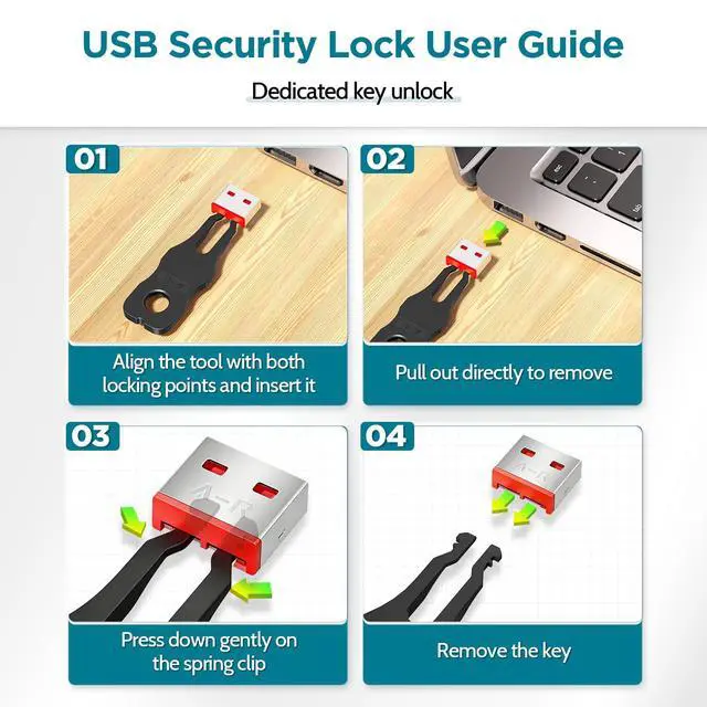 Alt view image 3 of 4 - USB-A Port Locks 100-Pack 10 Keys Dust-Proof&Physical Security Red | PHYSICAL SECURITY Insert, Dual-keyhole Damage-free Removal, Dust&Waterproof, for Server Rack, Data Center, IT Enterprise