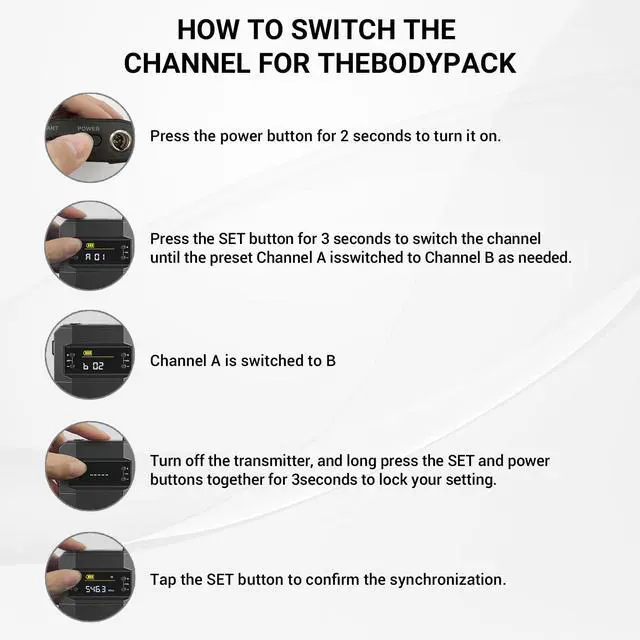 Alt view image 3 of 3 - UHF Bodypack Transmitter with 3-Pin XLR Jack PWB-52 | 3-Pin XLR Jack, 30 Selectable Frequencies, Bodypack Transmitter, PTU-52 System Compatible