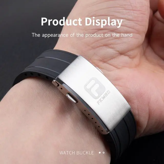 Alt view image 3 of 6 - Adjustable 316L Stainless Steel Fold Watch Buckle 18mm 20mm 22mm Double Lock Button For Rubber Stainless Wristband