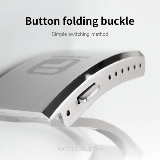 Alt view image 4 of 6 - Adjustable 316L Stainless Steel Fold Watch Buckle 18mm 20mm 22mm Double Lock Button For Rubber Stainless Wristband
