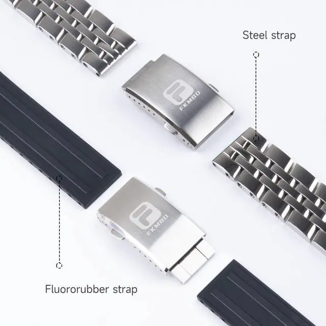 Alt view image 5 of 6 - Adjustable 316L Stainless Steel Fold Watch Buckle 18mm 20mm 22mm Double Lock Button For Rubber Stainless Wristband