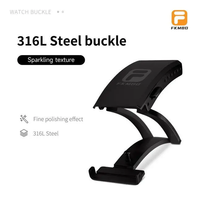 Alt view image 2 of 6 - Adjustable 316L Stainless Steel Fold Watch Buckle 18mm 20mm 22mm Double Lock Button For Rubber Stainless Wristband